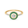 14 KT Yellow Gold Round Diamond Finger Ring,,hi-res image number null
