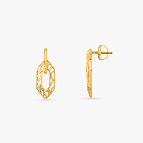 Geometric Frame Gold Stud Earrings