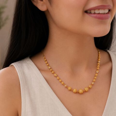 Spangled Yellow Gold Beaded Chain