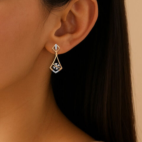 Prism Frame Diamond Drop Earrings