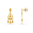 Teardrop Pattern Gold Drop Earrings With Jali Work,,hi-res image number null