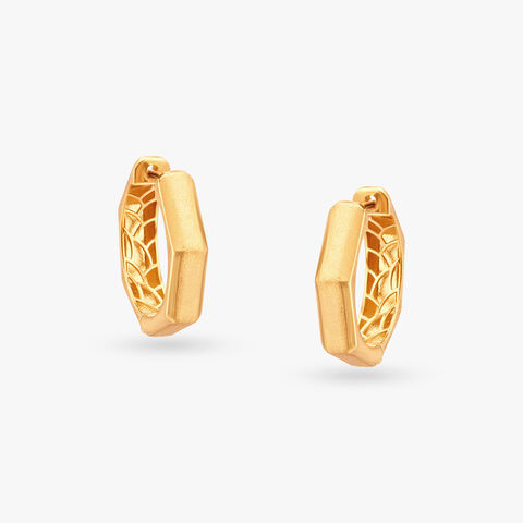Octagon Gold Hoop Earrings