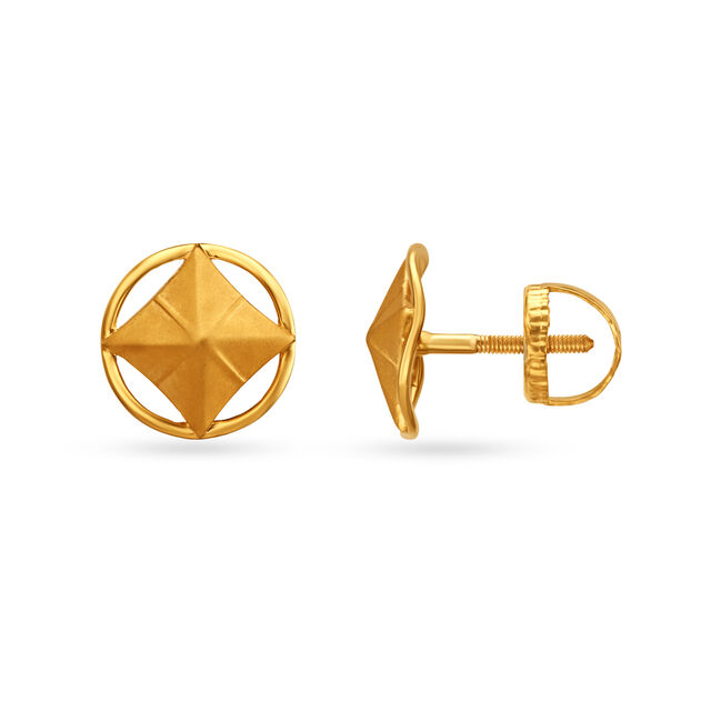 Attractive Rhombic Gold Stud Earrings,,hi-res image number null