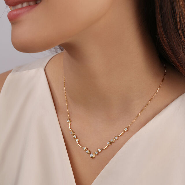 Crescent Charisma 14Kt Diamond Necklace,,hi-res image number null