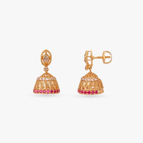 Petal Pavilion Gold Jhumka Earrings