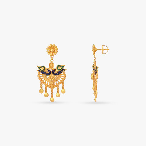 Gold Peacock Motif Earrings