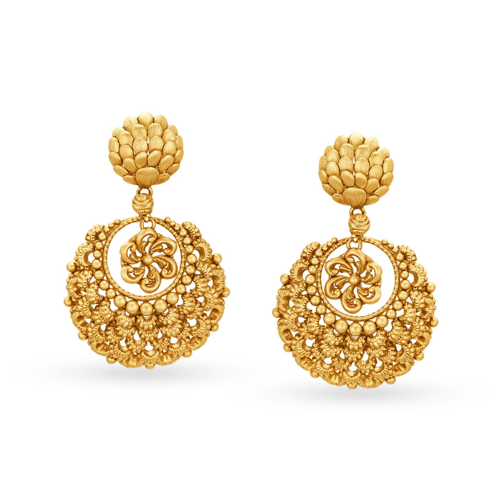 Buy Attractive New Five Metal Multi Stone Mango Design Impon Chandbali  Earrings for Bride