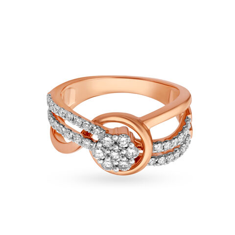 Enchanting Multi Stone Floral Diamond Ring in White and Rose Gold