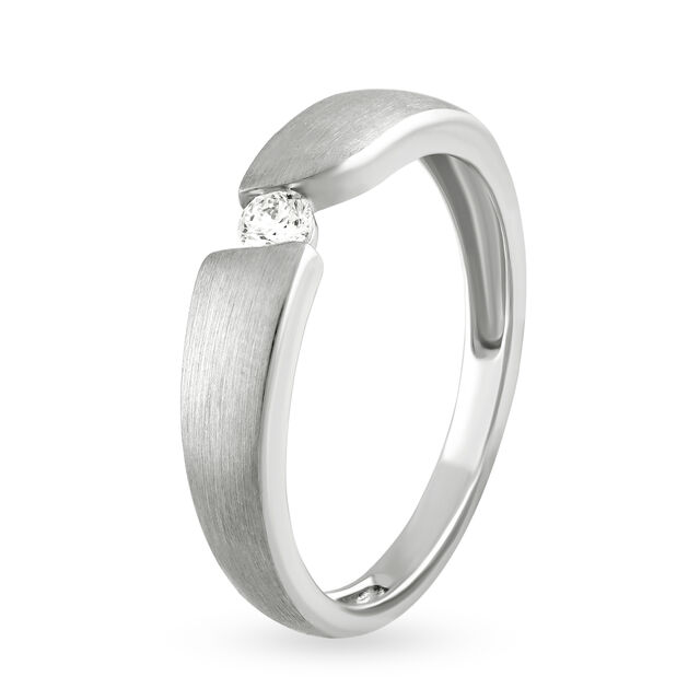 Sleek Geometric Platinum and Diamond Ring,,hi-res image number null