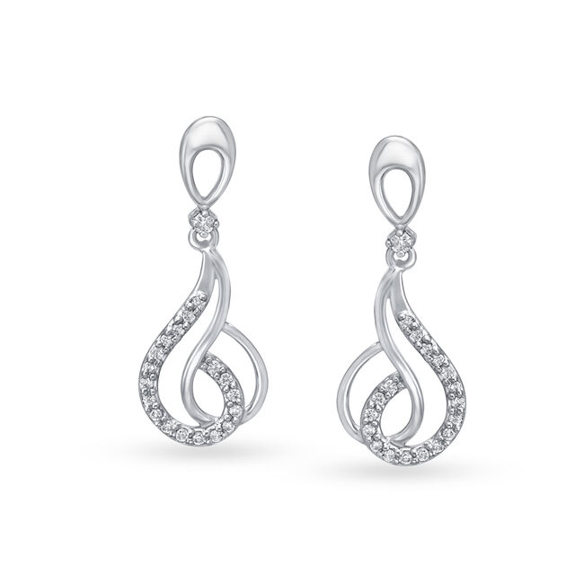 Beauteous 950 Pure Platinum And Diamond Earrings,,hi-res image number null