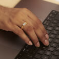 Handsome 18 Karat Gold Criss-Cross Patterned Ring,,hi-res image number null
