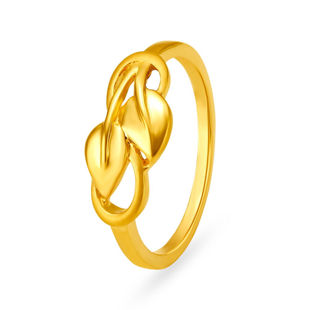Graceful 22 Karat Yellow Gold Leaf Finger Ring