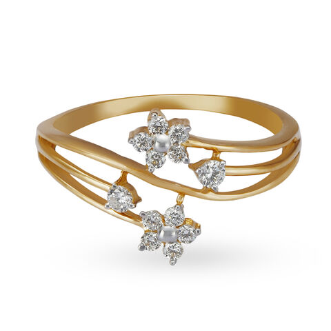 Delightful 18 Karat Yellow Gold And Diamond Floral Ring