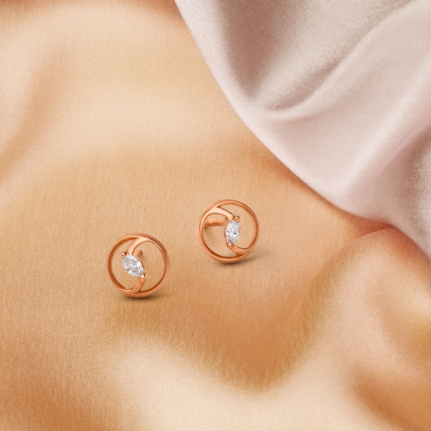Cute Diamond Stud Earrings in Rose Gold for Kids
