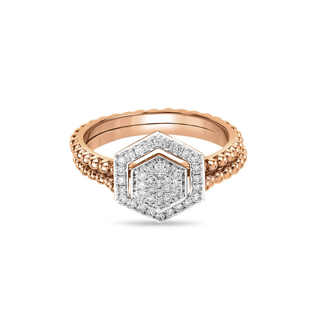 14 KT Rose Gold Circular Detachable Diamond Ring,,hi-res image number null