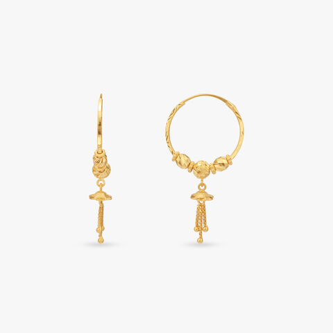 Swirl Charm Gold Hoop Earrings