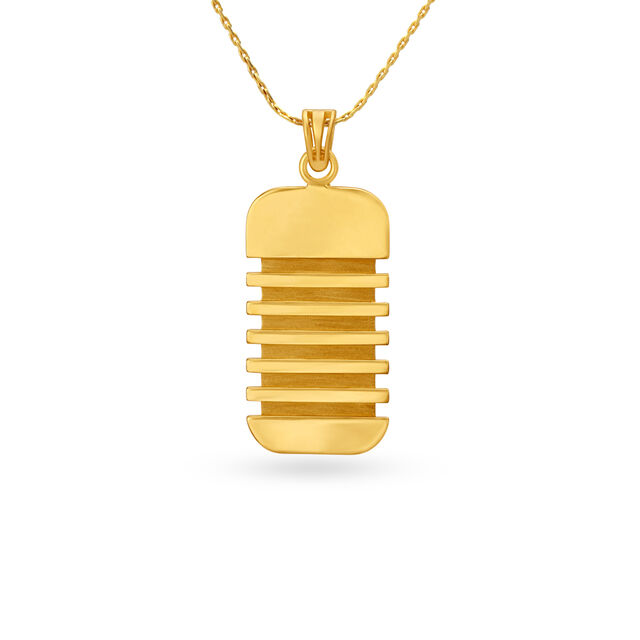 Five Stripe Carved Gold Pendant For Men,,hi-res image number null