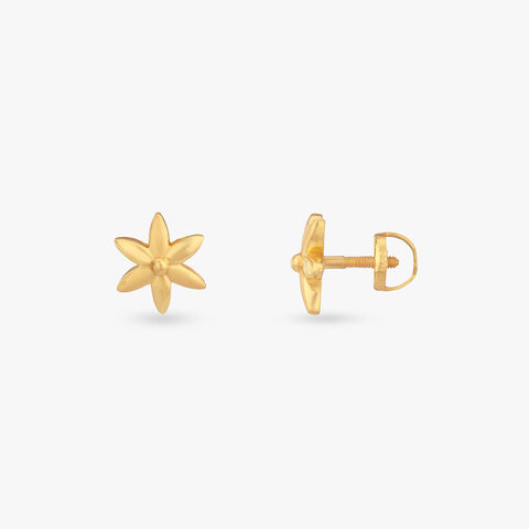 Happy Blossom Gold Stud Earrings for Kids