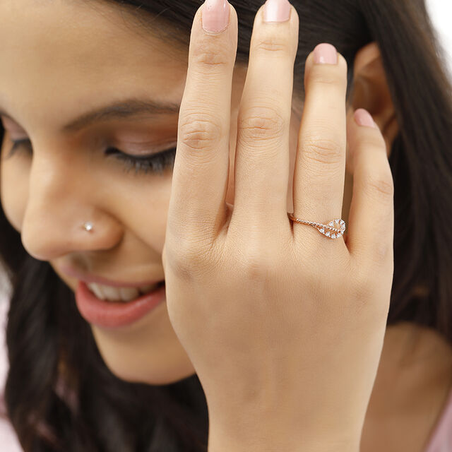14 KT Wavy Rose Gold and Diamond Ring,,hi-res image number null