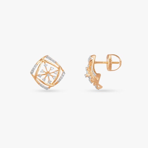 Radiant Geometric Diamond Stud Earrings