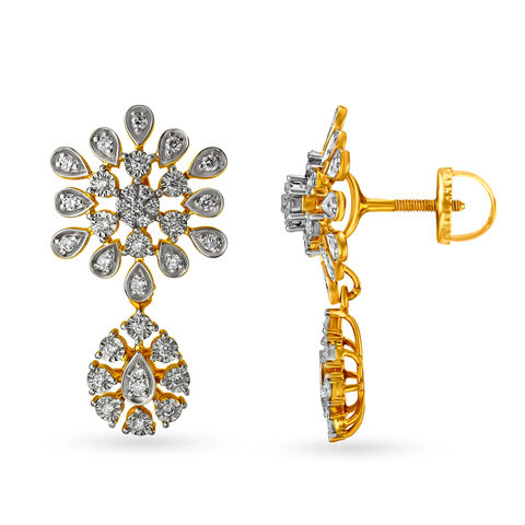 Luxurious Floral Diamond Drop Earrings