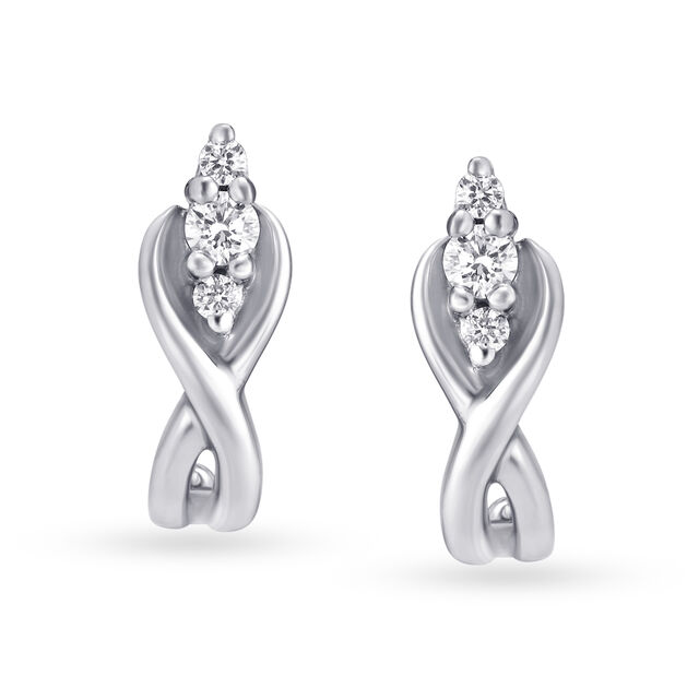 Flowing 950 Pure Platinum And Diamond Studs,,hi-res image number null