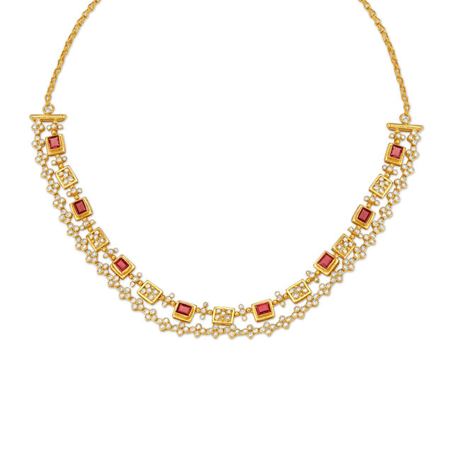 Vibrant Necklace with Un-cut Diamonds and Tourmalines,,hi-res image number null