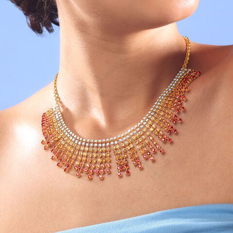 Sunset Spectrum Sapphires & Diamond Necklace