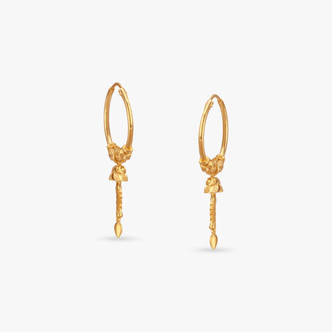 Petite Drop Gold Hoop Earrings