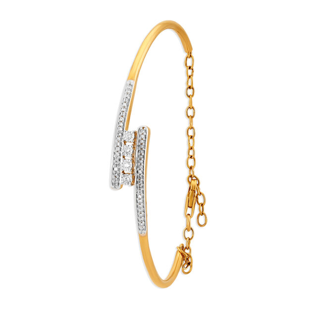 Sleek Sophisticated Gold and Diamond Bangle,,hi-res image number null