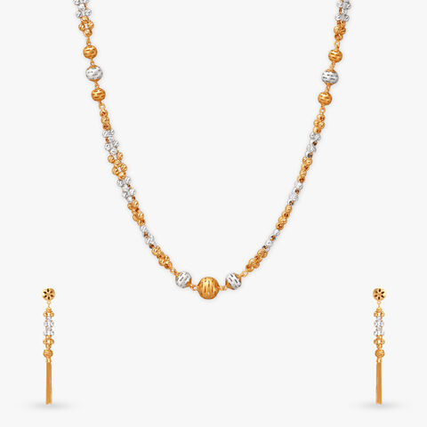 Dual-Tone Beaded Gold Necklace Set