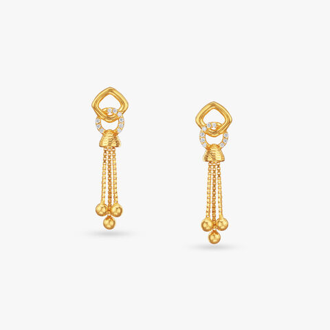 Dazzle Loop Gold Drop Earrings
