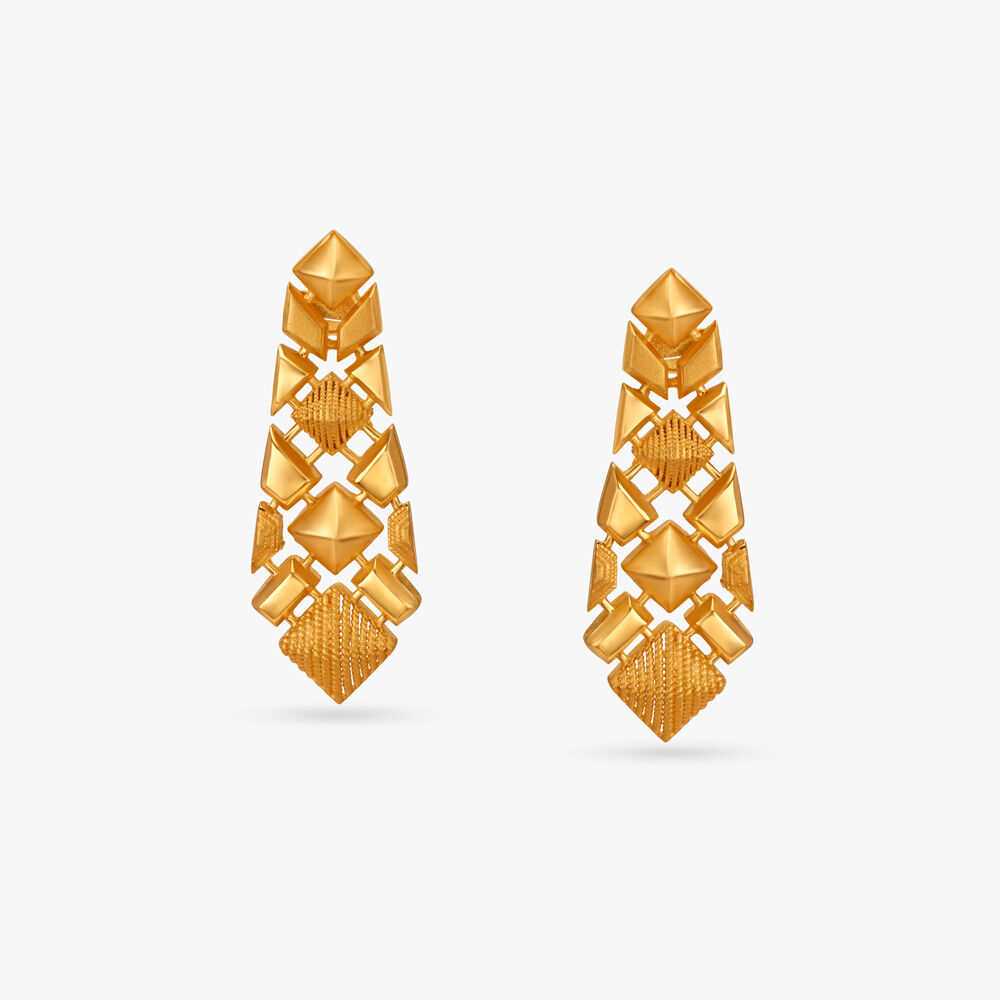 Tanishq 18KT Diamond And Tourmaline Drop Earrings With Swirl Design