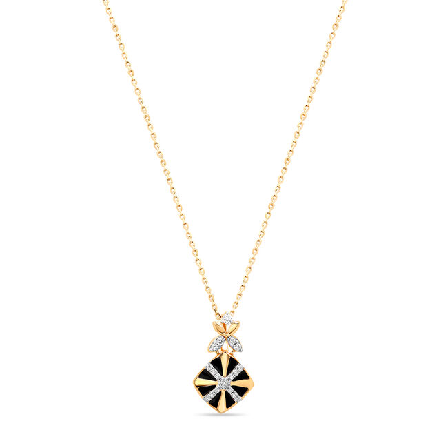 18 KT Yellow Gold Geometric Glow Diamond Pendant with Chain,,hi-res image number null