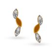 Chic 18 Karat Yellow Gold And Diamond Leaf Studs,,hi-res image number null