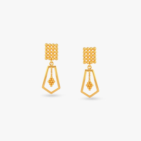 Beaded Frame Gold Drop Earrings