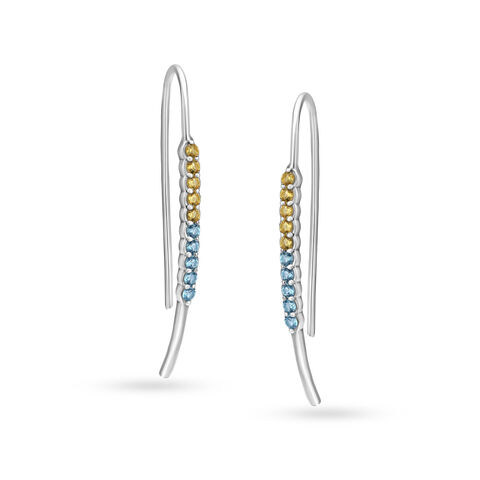 Aquamarine and Citrine Silver Hoop Earrings