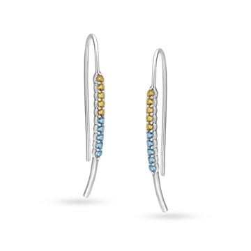 925 Silver Sophisticated Hoop Earrings with Aquamarine and Citrine