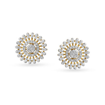 Striking Floral Diamond Stud Earrings in Rose Gold