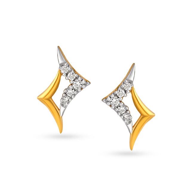 Twinkling Stars Gold and Diamond Stud Earrings,,hi-res image number null