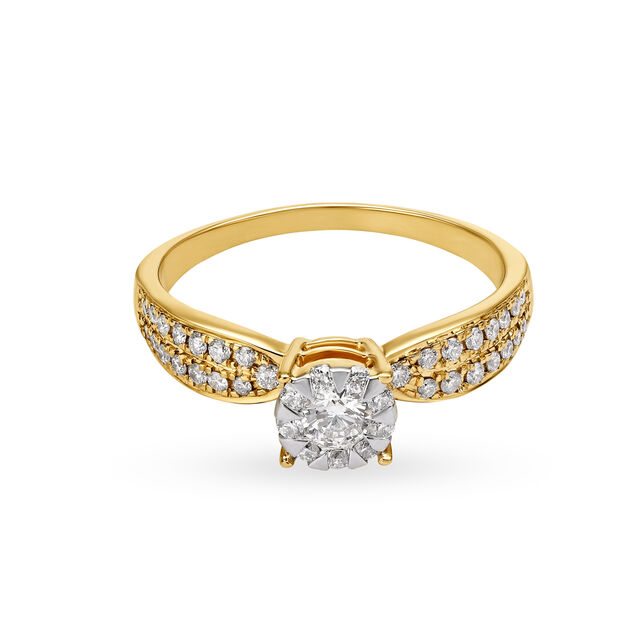 Luminous 18 Karat Yellow Gold And Diamond Finger Ring,,hi-res image number null