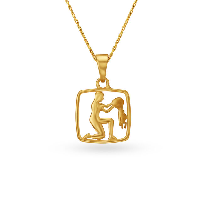 Aquarius Symbol Gold Pendant,,hi-res image number null