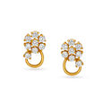 Fancy Design Floral Gold Stud Earrings,,hi-res image number null