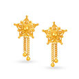 Floral Chain Embellished Modern Gold Drop Earrings,,hi-res image number null