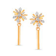 14 KT Yellow Gold Blooming Diamond Stud Earrings,,hi-res image number null