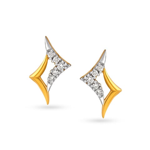 Elegant Sparkle Gold and Diamond Stud Earrings