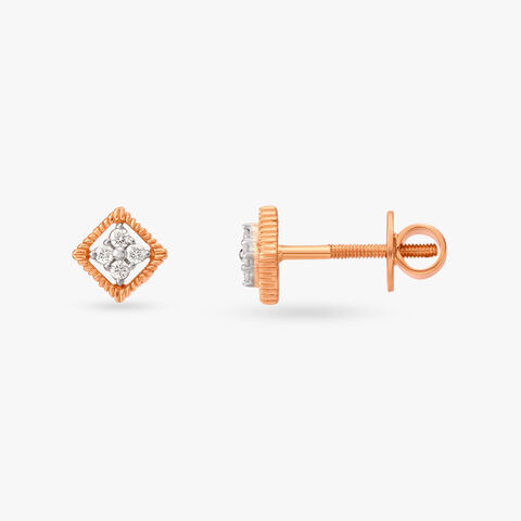 Geometric Symphony Diamond Stud Earrings
