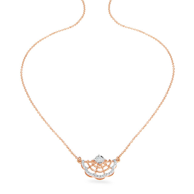 14KT Rose Gold Resplendent Flower Diamond Pendant With Chain,,hi-res image number null