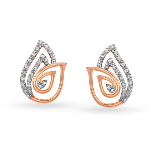 Elegant 18 Karat Rose Gold And Diamond Tulip Studs
