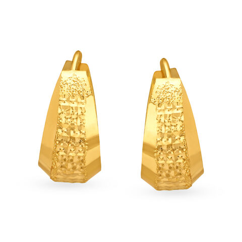 Timeless 22 Karat Yellow Gold Textured Hoop Earrings